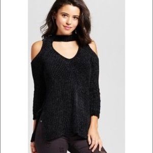 Soft Black Cold Shoulder Sweater!